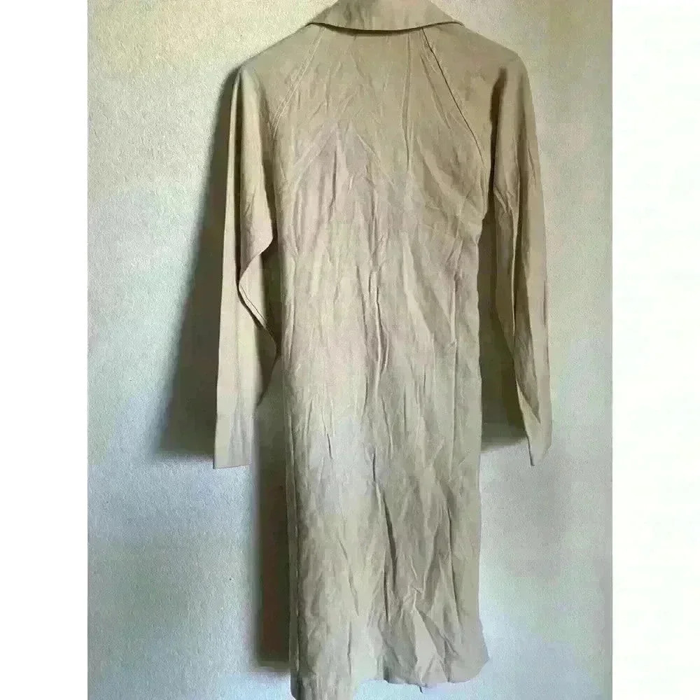 Sage Beige Trench Coat - Lightweight Longline Women's Trench - Picture 3 of 9